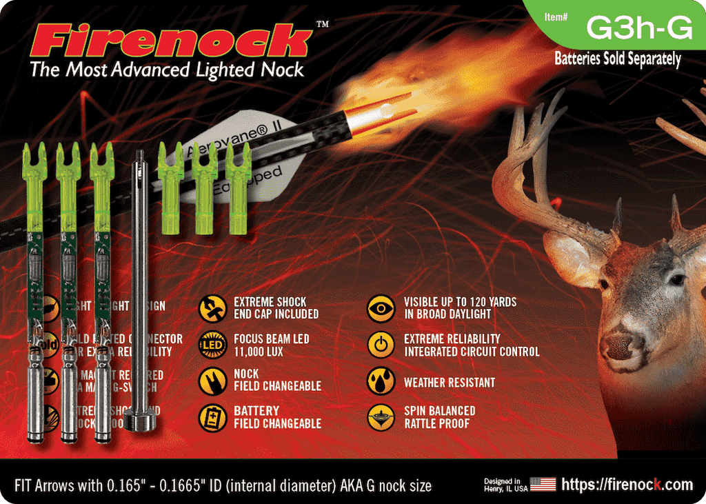 Firenock G Style .166 lighted nock system — green
